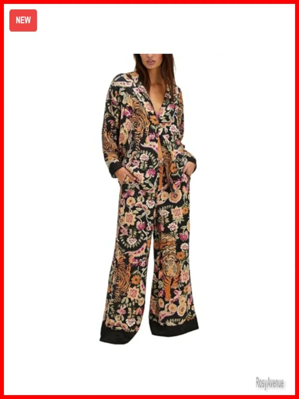 Women Satin Pajama Set 2 Piece Lounge Set Button Down Long Sleeve Wide Leg